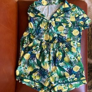 lemon and plant matching pj set